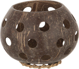 J-Line theelichthouder Kokosnoot Gaten - jute - bruin - small