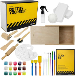DIBYS BOETSEERSET VOOR KINDEREN WITTE KLEI + HOUTEN ACCESSOIRES