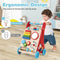 Coast houten loopwagen - duwwagen met opbergruimte en activiteiten - veelkleurig - 33x32 cm