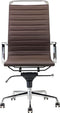 Feel Furniture - Luxe design bureaustoel van 100% rundleer - Hoge rugleuning - Donkerbruin