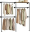 Woltu Wandgarderobe - Open Kledingrek met 3 Rails en Bovenplank - 192,5 x 33,5 x 186 cm - Zwart en vintage bruin