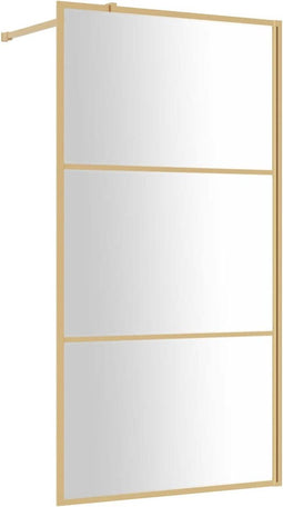 vidaXL - Inloopdouchewand - transparant - 115x195 - cm - ESG-glas - goudkleurig