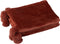 J-Line Plaid Pompom - fleece deken - polyester - Marsala rood - 170 x 130 cm - woonaccessoires