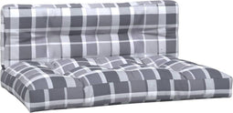 vidaXL - Palletkussens - 2 - st - ruitpatroon - stof - grijs