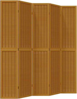 vidaXL - Kamerscherm - met - 5 - panelen - massief - paulowniahout - bruin