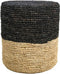 Pouf Malibu - raffia - ø34 cm - naturel/zwart