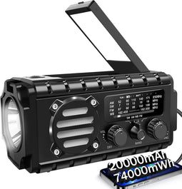 XSY 350 - Noodradio - 20000mAh PowerBank - Zonnepaneel - Leeslamp - Zwart