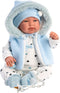 Llorens soft body babypop met geluid blauwe kleding en speen 44 cm