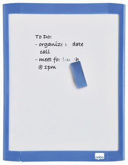 Nobo Mini Magnetisch Whiteboard met Blauw Frame - Inclusief Marker, Magneten, Wisser en Montage Pads - 21,6 x 28 cm