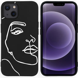 iMoshion Design voor de iPhone 13 hoesje - Abstract Gezicht - Wit