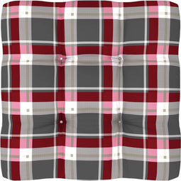 vidaXL - Palletkussen - 58x58x10 - cm - stof - ruitpatroon - rood