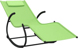 vidaXL - Ligbed - schommelend - staal - en - textileen - groen