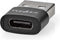 Nedis USB-A Adapter - USB 2.0 - USB-A Male - USB-C Female - 480 Mbps - Rond - Vernikkeld - Zwart - Envelop