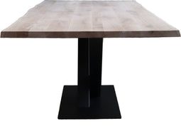 Old Inn - Eetkamertafel - Boomstamtafel - Industrieel - Eikenhout - Metalen V-poot - 220x100x76cm