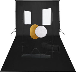 vidaXL - Fotostudioset - met - softboxlampen, - achtergrond - en - reflector