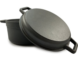 Grill Guru Dutch Oven Reversible - Gietijzeren pan met deksel - 30 cm zwart