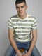 Jack & Jones JPRDUSTIN BLU - T-shirt korte mouw - Grijze strepen en bladeren print - Wit (2020)