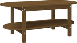vidaXL - Salontafel - 110x55x45 - cm - massief - grenenhout - honingbruin