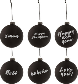 J-Line kerstbal Blackboard - glas - zwart - small - doos van 6