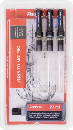 Aristo tekenpen - PRO College - set 4-delig - lijnbreedte 0.18/0.25/0.35mm - fles 23ml inkt - AR-64313