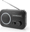 FM-Radio - Draagbaar Model - AM / FM - Batterij Gevoed / Netvoeding - Analoog - 1.8 W - Zwart-Wit Scherm - Koptelefoonoutput - Handgreep - Grijs / Zwart