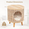 Coast Kattenhuis - Rattan - 36 x 41 cm - Afneembaar Kussen - Houten Poten - Kattenbed - Binnen