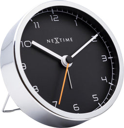 NeXtime - Wekker - 9 x 9 x 7.5 cm - Metaal - Zwart- 'Company Alarm'
