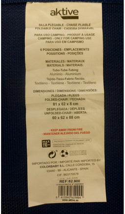 Aktive Vouwbare Stoel - Aluminium - 6 Posities - 47 x 56 x 89 cm