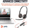 Poly Blackwire 3225 - Stereo headset - USB-A/USB-C - Zwart