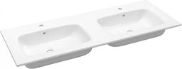 Kame Elide - Dubbele keramische wastafel - 121x46 cm - Rechthoekig - Wit