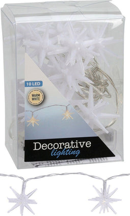 Lichtslinger/lichtsnoer - met 10 witte sterretjes - op batterijen - 100 cm