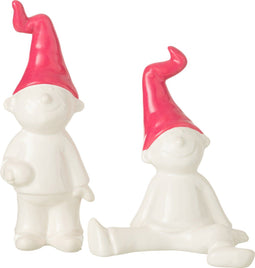 J-Line figuur Kabouter Staand - keramiek - wit/roze - small