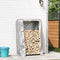vidaXL - Haardhoutrek - met - regenhoes - 100x25x150 - cm - gegalvaniseerd - staal
