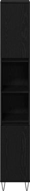 vidaXL - Badkamerkast - Zwart - Eiken - 30x30x190 - cm - Geengineerd - Hout