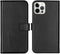 Selencia iPhone 12 (Pro) - Echt Lederen Bookcase - Ruimte voor 3 pasjes - Zwart