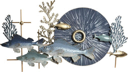 Wanddecoratie Home ESPRIT Blauw Gouden Mediterrane Vissen 93 x 6 x 51,5 cm
