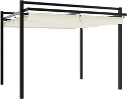 vidaXL - Prieel - met - uittrekbaar - dak - 3x3 - m - aluminium - crèmekleurig