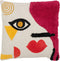 J-Line kussen Vierkant Abstract Gezicht - katoen - mix