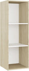 vidaXL - Tv-meubel - 107x35x37 - cm - bewerkt - hout - wit - en - sonoma - eikenkleurig