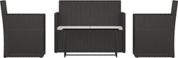 vidaXL - 4-delige - Loungeset - met - kussens - poly - rattan - zwart
