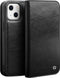 Qialino - Geschikt voor iPhone 14 - Leren bookcase hoes - Zwart