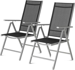 909 Outdoor - Tuinstoelen - Set van 2 - Verstelbare Rugleuning - Inklapbaar - Zitstoelen - Aluminium