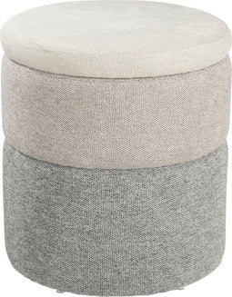 Mica Decorations Opbergpoef - H45 x Ø40 cm - Ronde poef met opbergruimte - Grijs