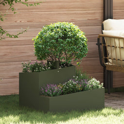 vidaXL - Tuinbak - Olijfgroen - 60x60x50 - cm - Staal