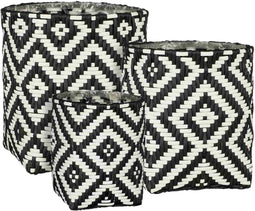 Mica Decorations Mand Merlijn - 24x24x26 cm - plastic - Zwart - Set van 3