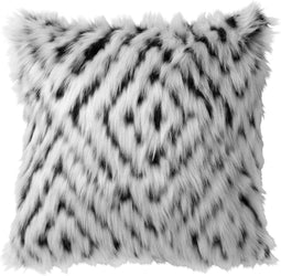 Dutch Decor PHILOU - Sierkussen 45x45 cm - snow white - wit en zwart - velvet - fluffy - Inclusief binnenkussen
