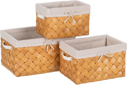 Basket spelset Natuurlijk Hout Weefsel 39,5 x 30 x 24 cm (3 Stuks)