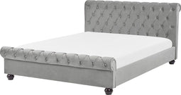 Beliani AVALLON - Waterbed - Grijs - Fluweel