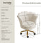 tectake® Stella - Bureaustoel - In hoogte verstelbaar - Fluwelen bekleding - Wit