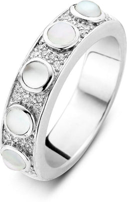 Ti Sento Milano Ring 12132MW - 925 Sterling Zilver - Parelmoer Doublet met Pavé Zirconia - Maat 17.25
